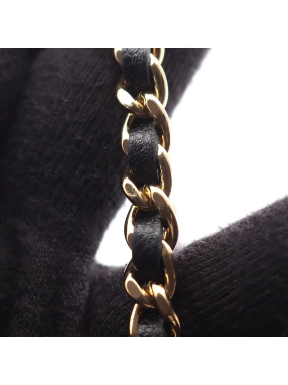 Chanel Shoulder Bag Quilted Black Caviar Leather Small Chain